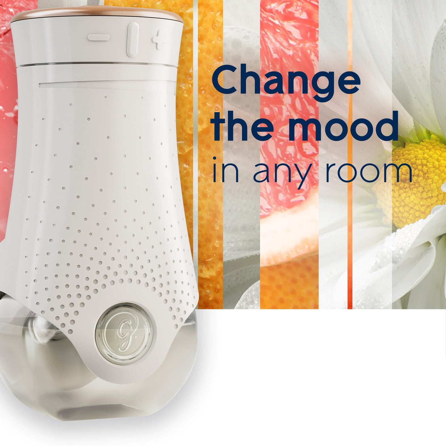 Glade PlugIns Refills Air Freshener Starter Kit, Scented and Essential Oils for Home and Bathroom, Joyful Citrus & Daisies 4.02 Fl Oz, 2 Warmers + 6