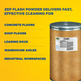 Zep Flash Powdered Concrete Floor Cleaner - 125lb (Case of 1) 72342 - Premium Grade, Alkaline, Removes Grease and Oil Deposits
