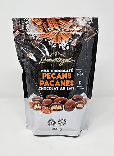 Lamontagne Milk Chocolate Covered Pecans with Sea Salt, An irresistibly Sweet & Salty Snack - 850g