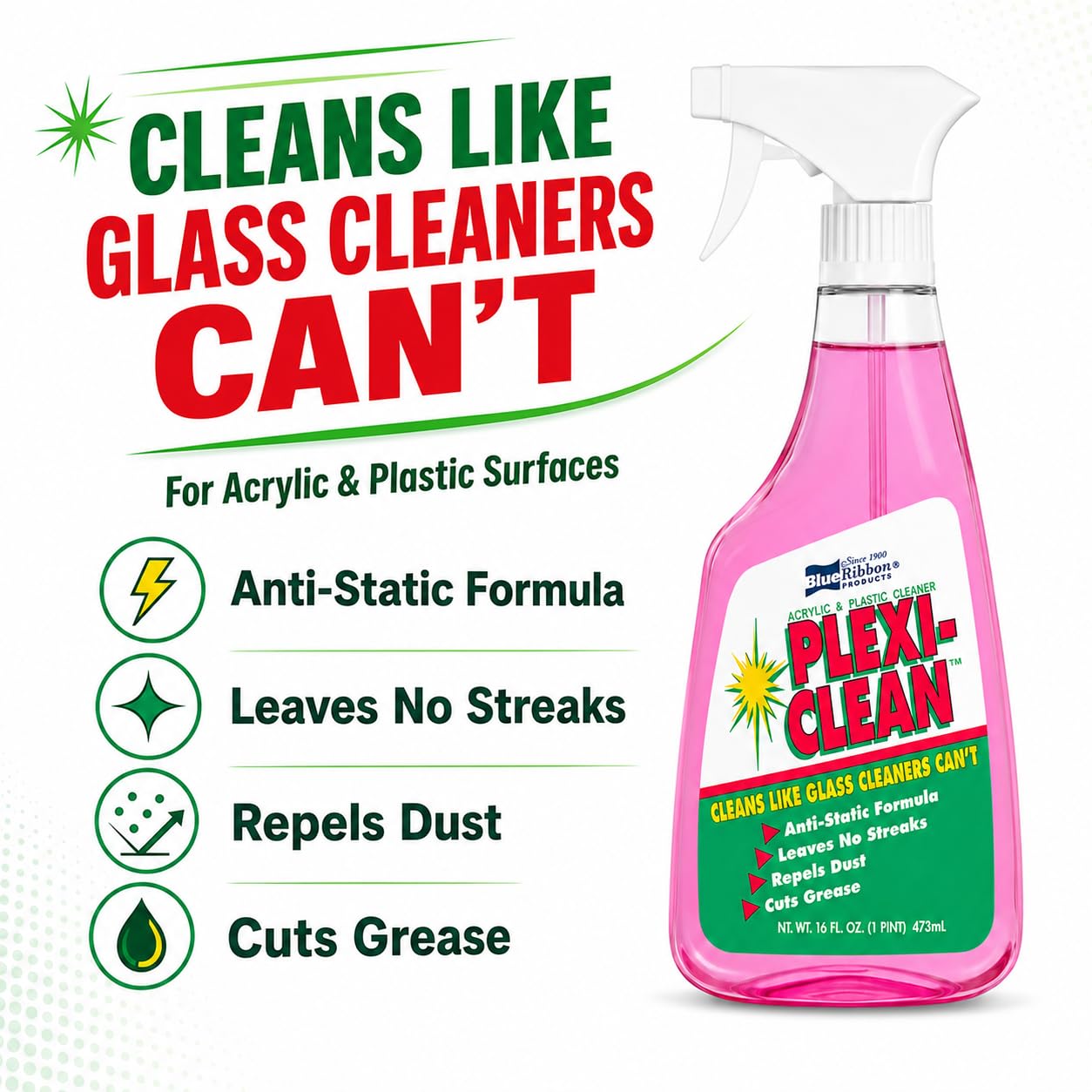 Blue Ribbon Plexi-Clean Acrylic and Plastic Cleaner, 16 fl. oz.