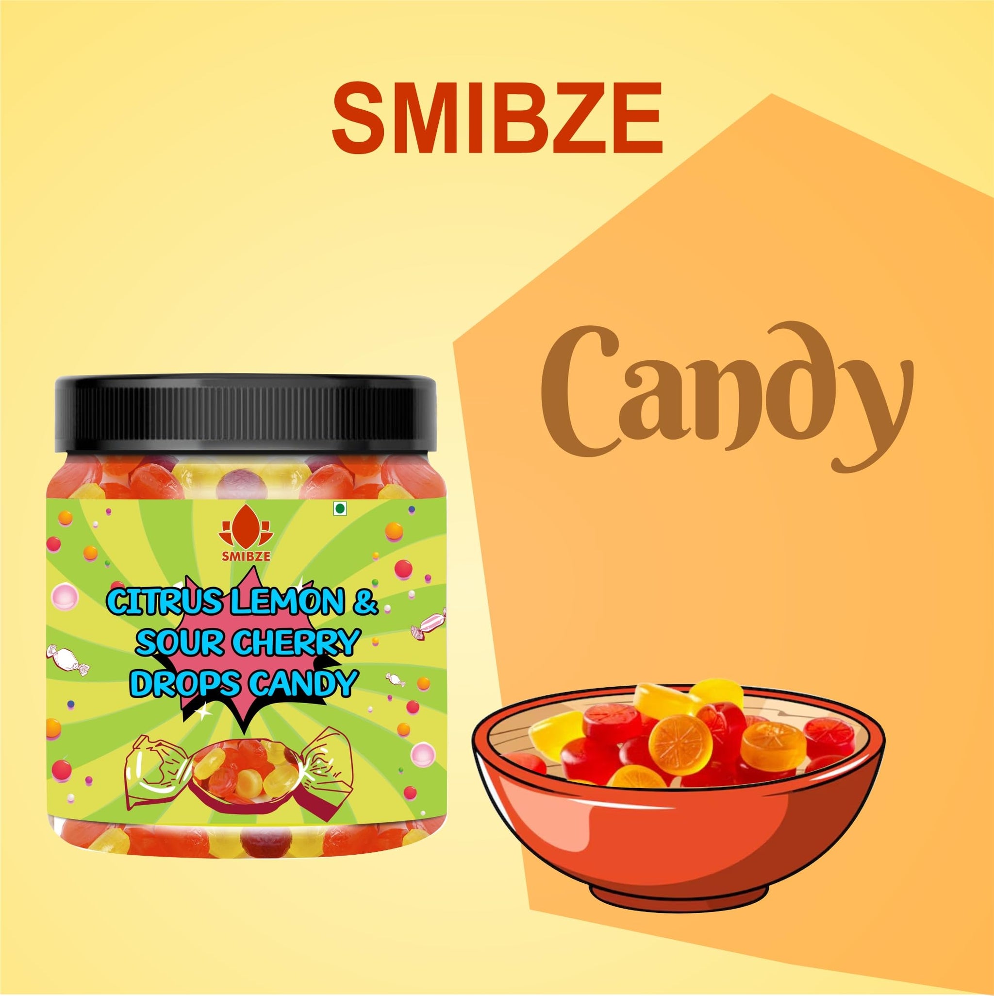 SMIBZE Natural Citrus Lemon & Sour Cherry Drops Candy 100 GM (Pack of 1) SMIBZE