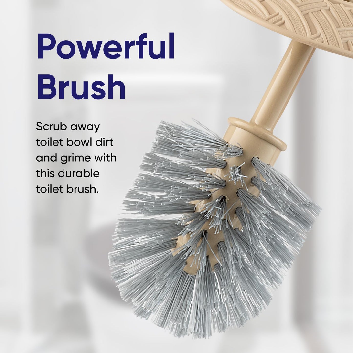 Superio Wicker Style Toilet Bowl Brush and Holder (Beige)