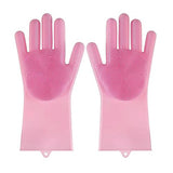 HUAYINGMEI Dishwashing Gloves Kitchen Magic Gloves Dishwashing Brush (Pink)