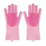 HUAYINGMEI Dishwashing Gloves Kitchen Magic Gloves Dishwashing Brush (Pink)