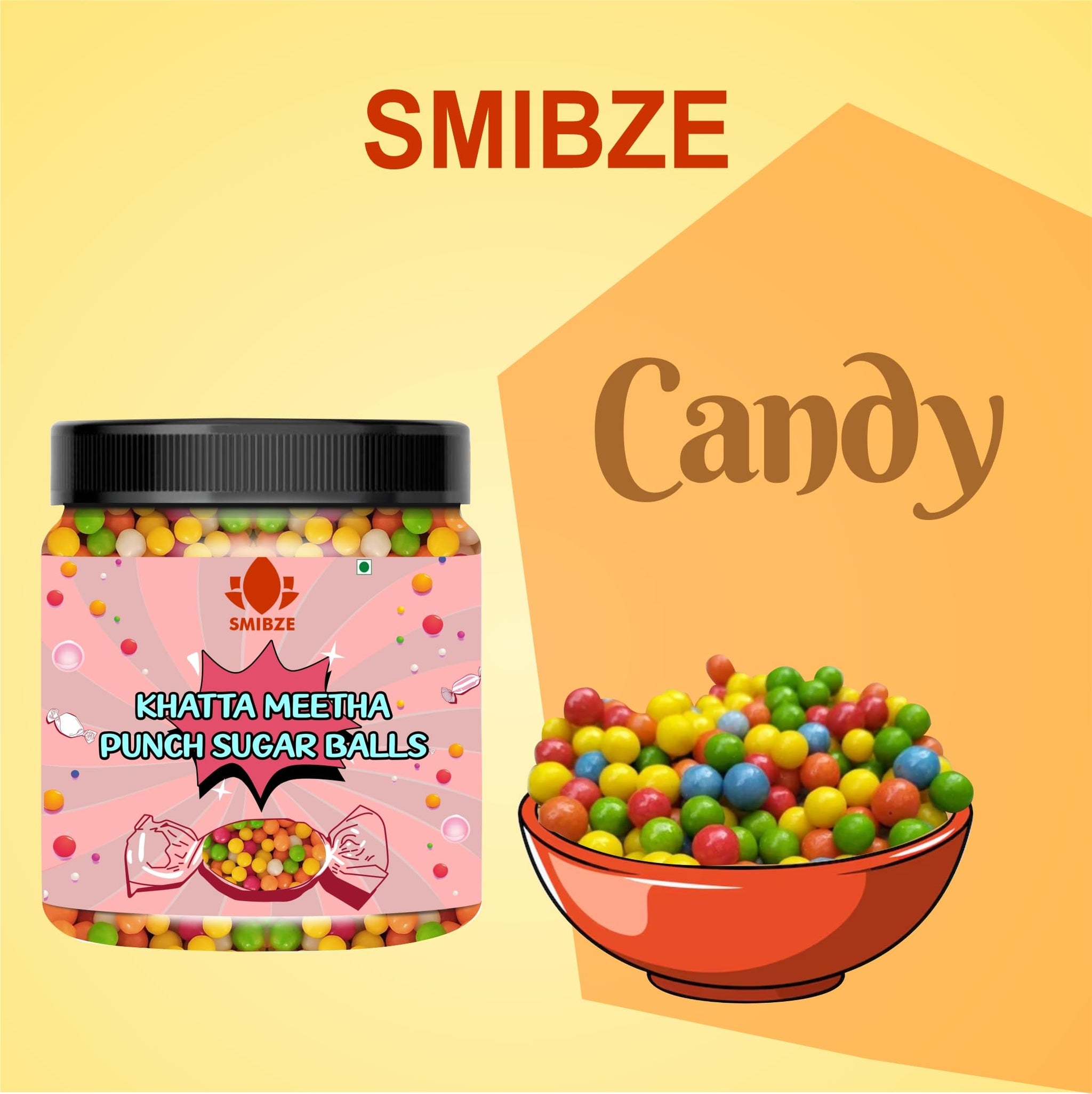 SMIBZE Natural Khatta Meetha Punch Sugar Balls 100 GM (Pack of 1) SMIBZE
