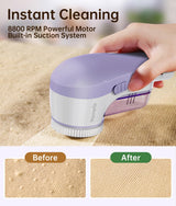 Fabric Shaver Rechargeable, Electric Lint Remover & Pill Remover for Clothes, USB-C Sweater Shaver with 6-Leaf Blade Depiller, Removes Fuzz Pills