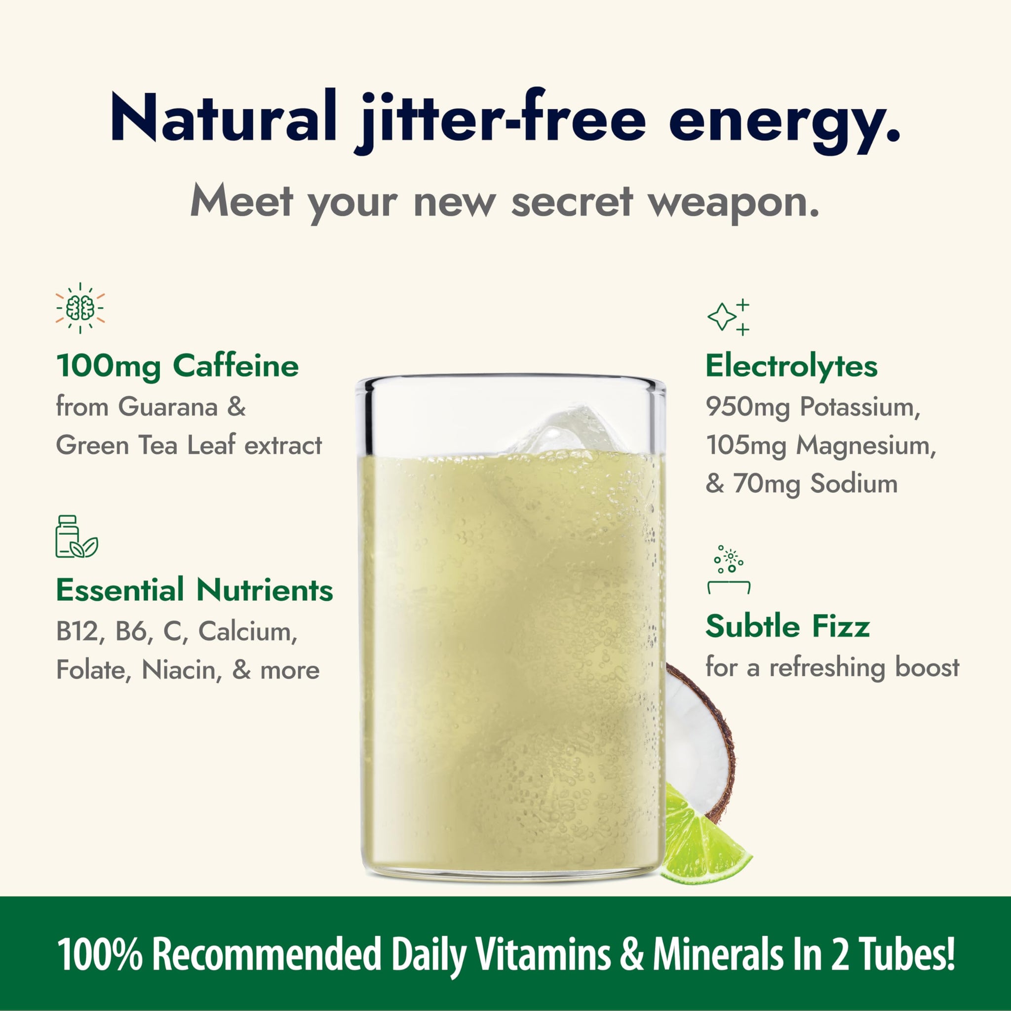 Zipfizz Daily Energy Drink Powder, Coconut Lime, 20 Pack | 3-in-1 Sustained Energy, Rapid Hydration, and Essential Vitamins | Sugar-Free | Electrolyte