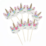 72 Pack Rainbow Unicorn Cupcake Toppers, Double Sided Unicorn Cupcake Toppers Glitter Pegasus for Cupcake Party , Wedding Decoration