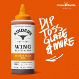 Kinder’s Bourbon Peach BBQ Wing Sauce & Dip 4 Pk (62 oz) Great to Dip Toss Glaze & More + Barbecue Masters & Bottle Opener (6 Items)!