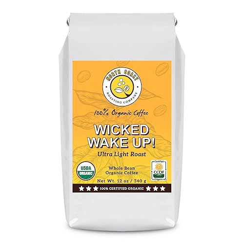 North Coast Roasting Company, Ultra Light Roast, Organic Coffee, Whole Bean - Wicked Wake Up!, USDA Certified Organic Coffee Beans, 12 Ounce Bag