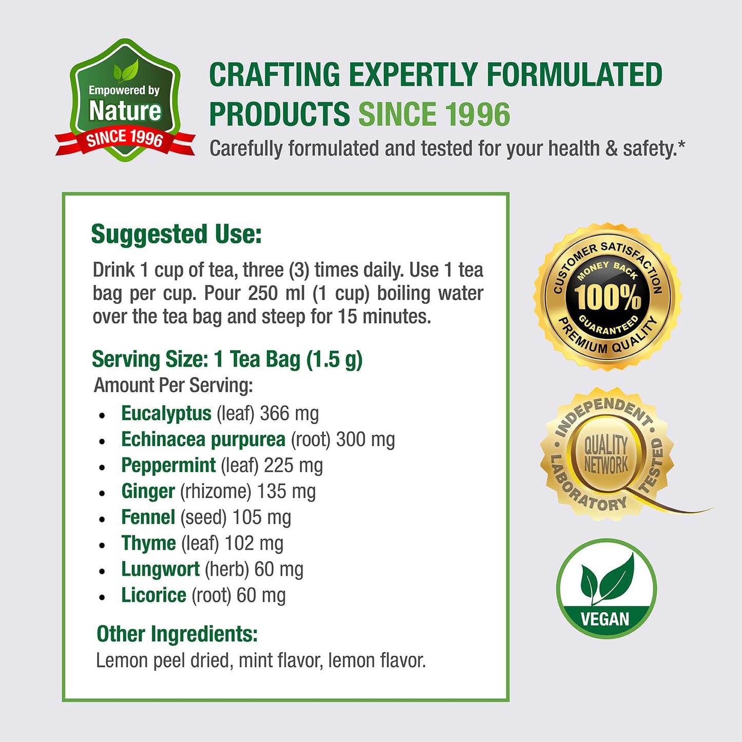 Bell Ezee Breathing Tea Bags, Respiratory & Lung Support | Natural Herbal Blend with Peppermint, Thyme, Eucalyptus & More| Lab Tested, Vegan, Non-GMO