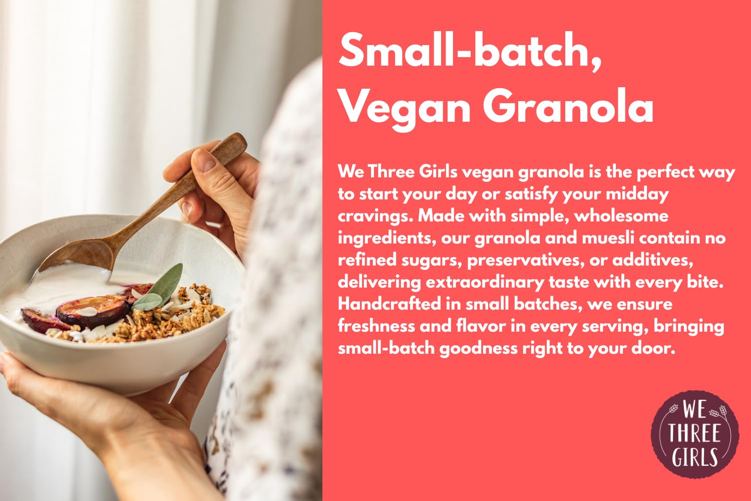 We Three Girls Granola - Ginger & Turmeric (10 Ounce) | Small Batch Vegan Granola | Gluten Free Snack | Made in USA |