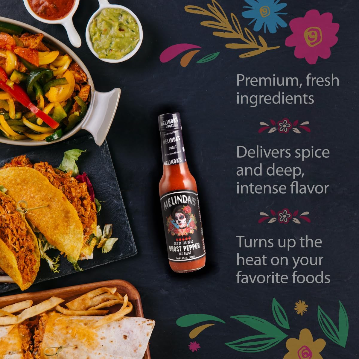 Melinda’s “La Muerta” Limited Edition Day of the Dead Ghost Pepper Sauce - Made with Fresh Ingredients, Ghost Peppers (Bhut Jolokia), Habanero Pepper