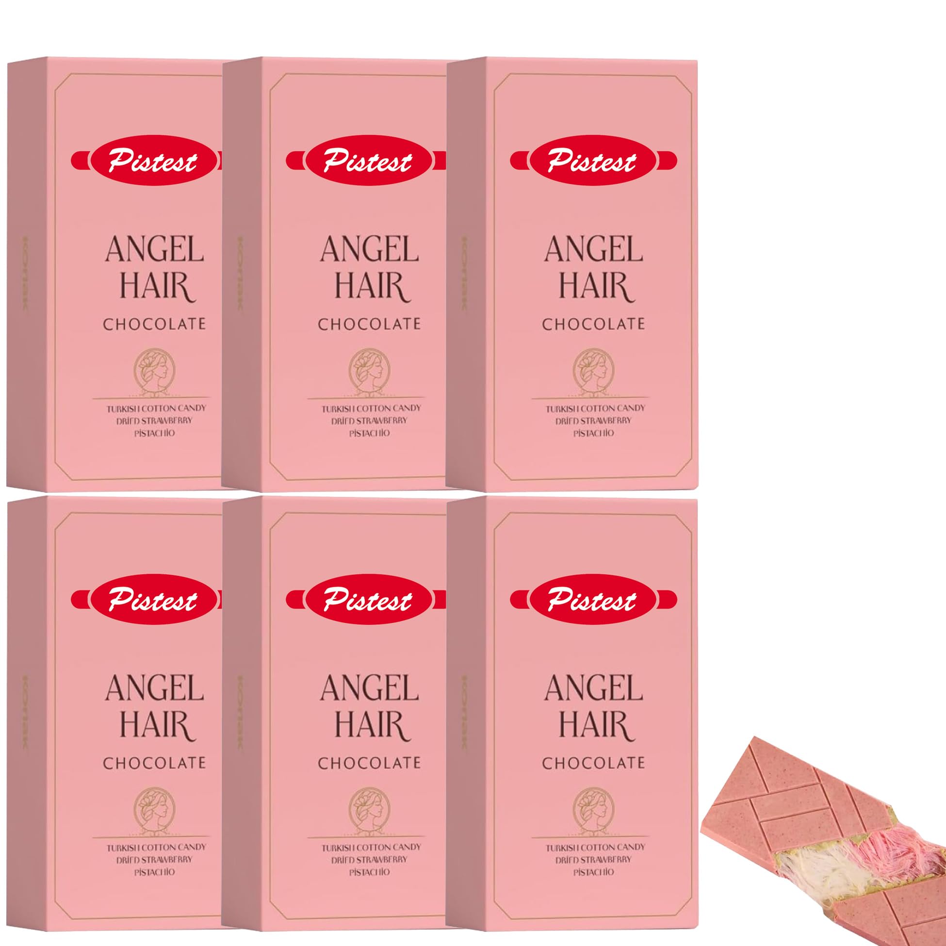 ANGEL HAIR Chocolate Cotton Candy Bar 170g - Strawberry & Pistachio Flavor - Gourmet Sweet Treat - Premium Candy Gift Box - Perfect for Birthdays