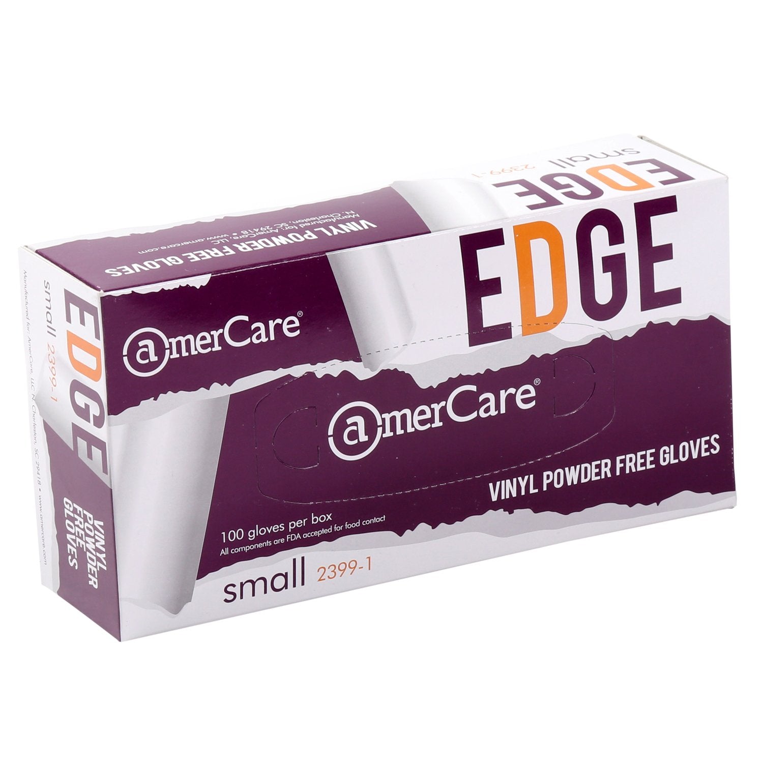AmerCare Verge Powder Free Gloves, Vinyl, Extra Large, Case of 1000