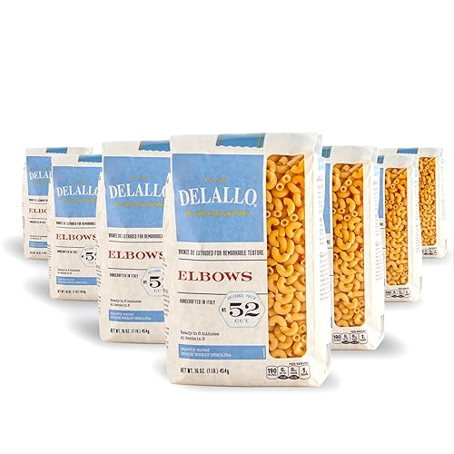 DeLallo Elbow Macaroni Pasta, Made in Italy, Bronze Cut, Made with Only 100% Durum Wheat Semolina Flour, All Natural, Non-GMO, Kosher, Vegan, 1 Pound