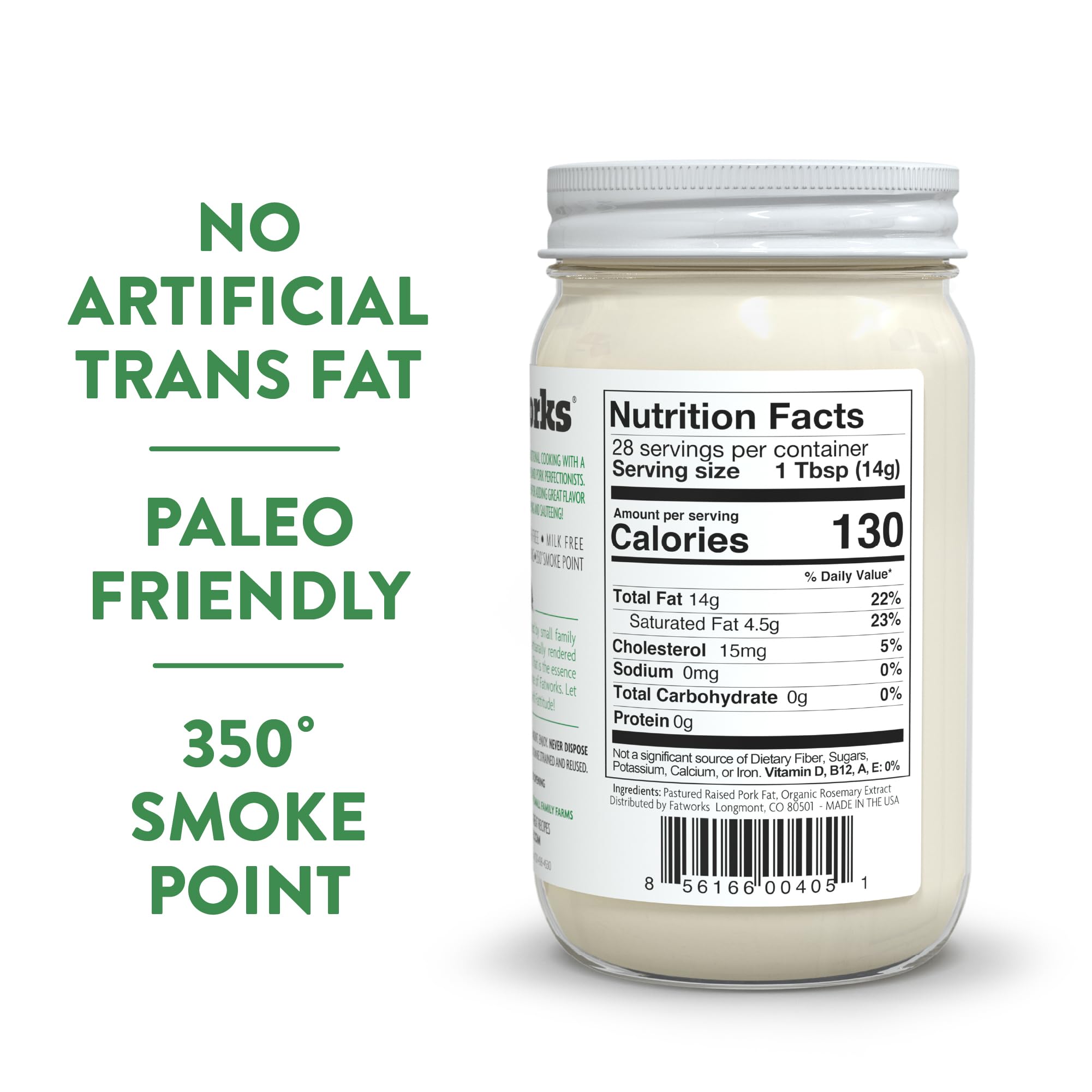Fatworks Premium Pasture Raised Lard. The Original Non-Hydrogenated Pasture-Raised Lard crafted for Traditional, Keto, and Paleo Chefs. Artisanally