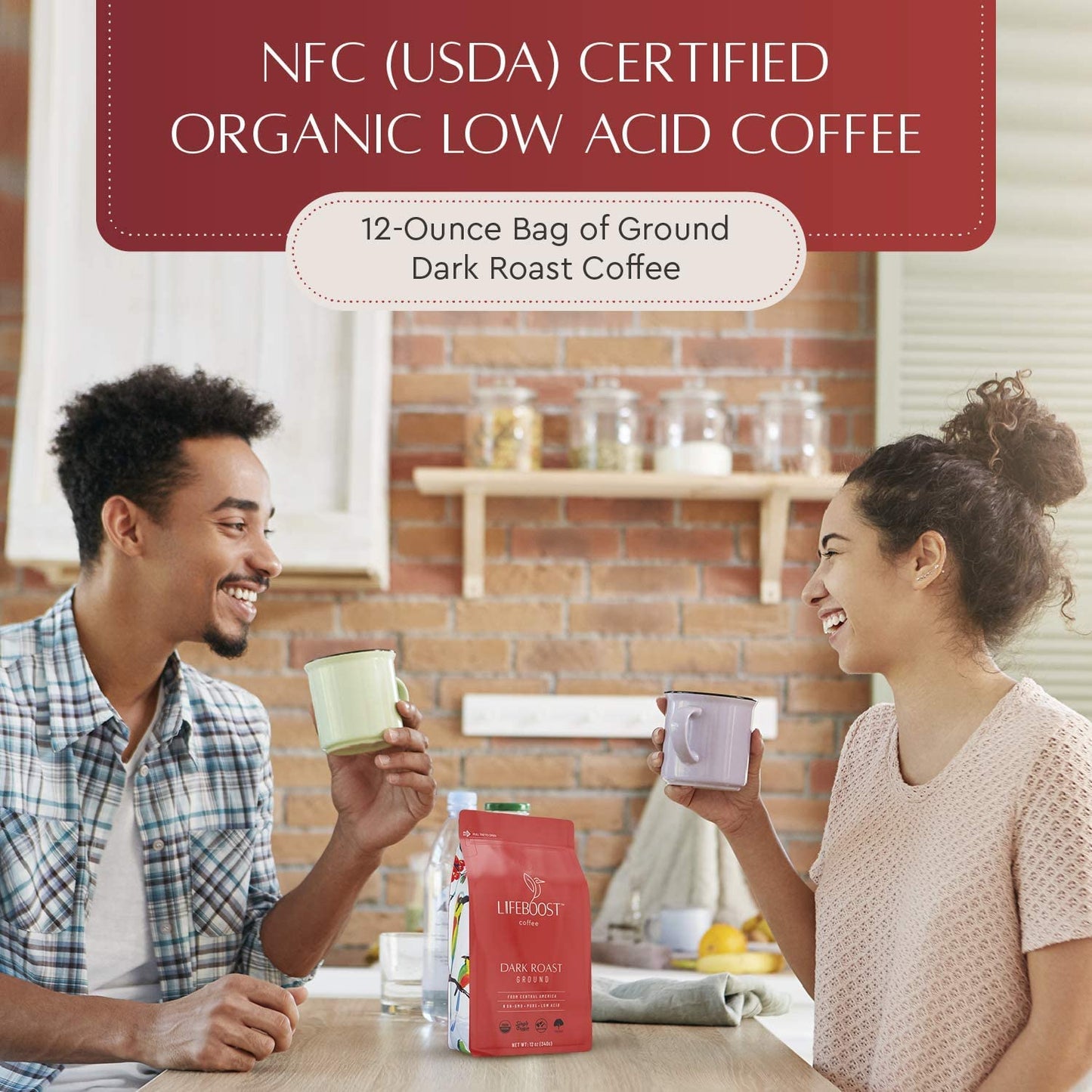 Lifeboost Coffee 3 Pack Dark Roast Ground Coffee - Low Acid Single Origin USDA Organic Coffee - Non-GMO Ground Coffee Beans Dark Roast Third Party