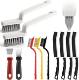 JiedHiur 11Pcs V-Shaped Grout Cleaning Brush Set, with Stiff Bristles Crevice Cleaning Brush and Steel Scraper, Deep Cleaning Supplies for Cleaning