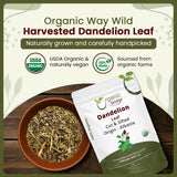 Organic Way Dandelion Leaf (Taraxacum Officinale) Cut & Sifted - Herbal Tea | European Wild-Harvest | Kosher & USDA Certified | Vegan, Non-GMO