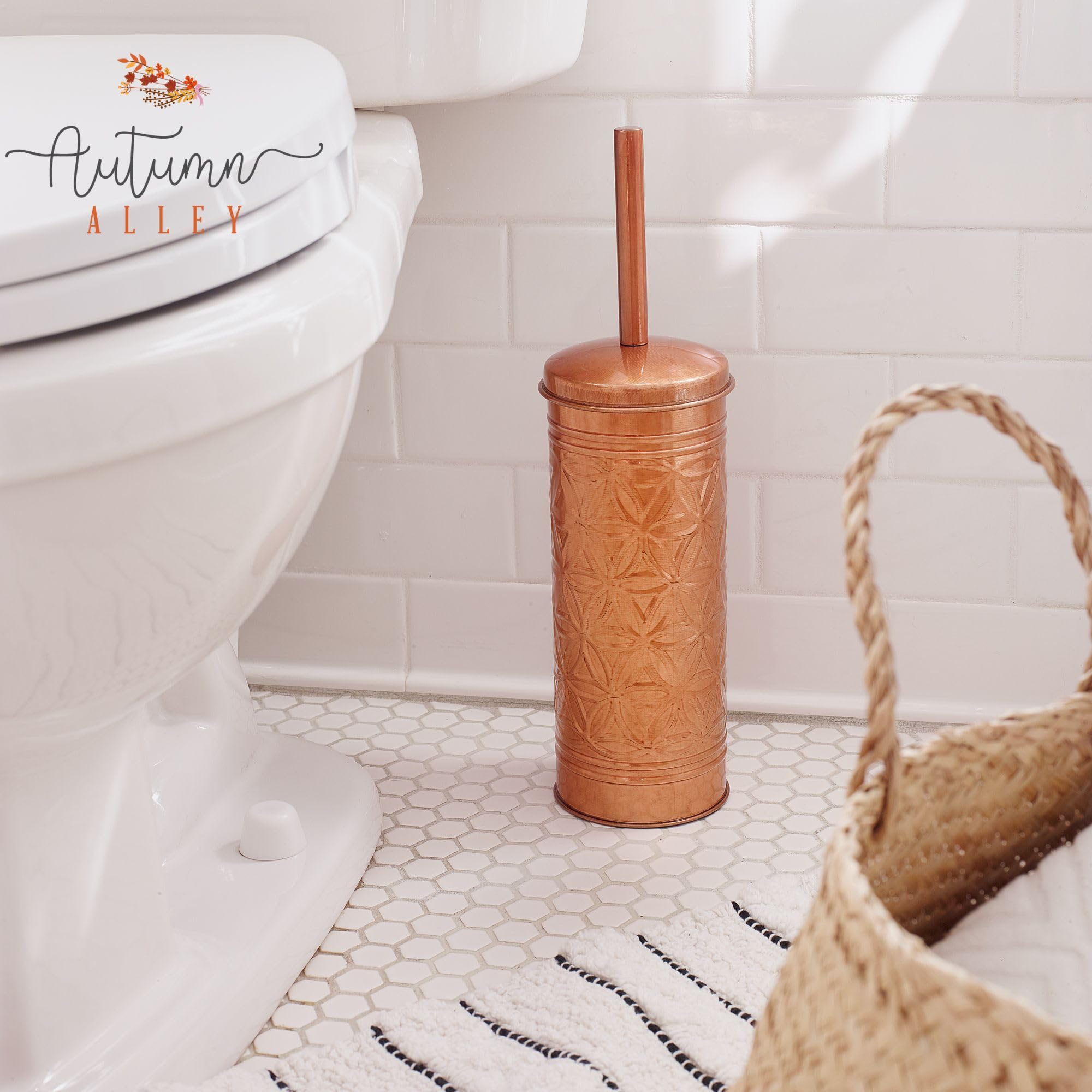 Autumn Alley Toilet Bowl Brush and Holder Copper Bathroom Accessories, Bathroom Toilet Brush for Modern Farmhouse Bathroom Decor, Standing Toilet Bowl