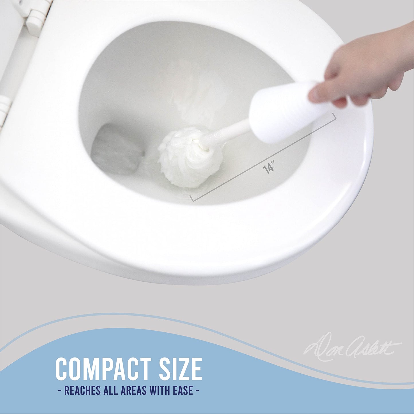 Don Aslett Johnny Mop | Set of 2 Toilet Brushes | 14" Handle to Easily Clean Toilet or Shower | Scratch Free Bowl Swab | Safe to Use with Your