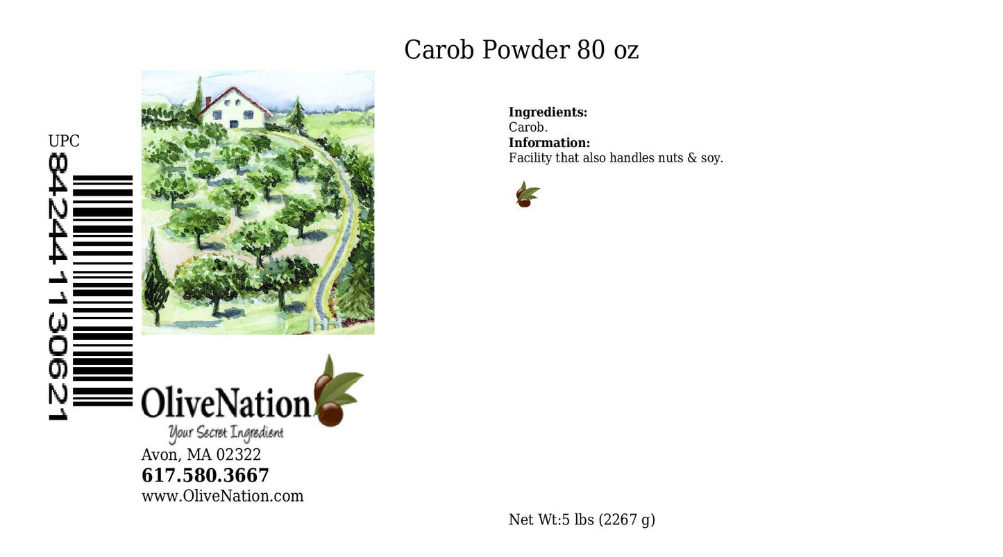 OliveNation Carob Powder, Naturally Sweet Dark Brown Carob Flour, Cocoa Alternative - 80 ounces