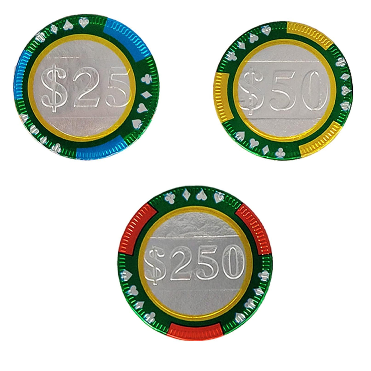 Fruidles 25-Pack Casino Poker Chips, Belgian Milk Chocolate Coins, Kosher Certified Dairy, Non GMO