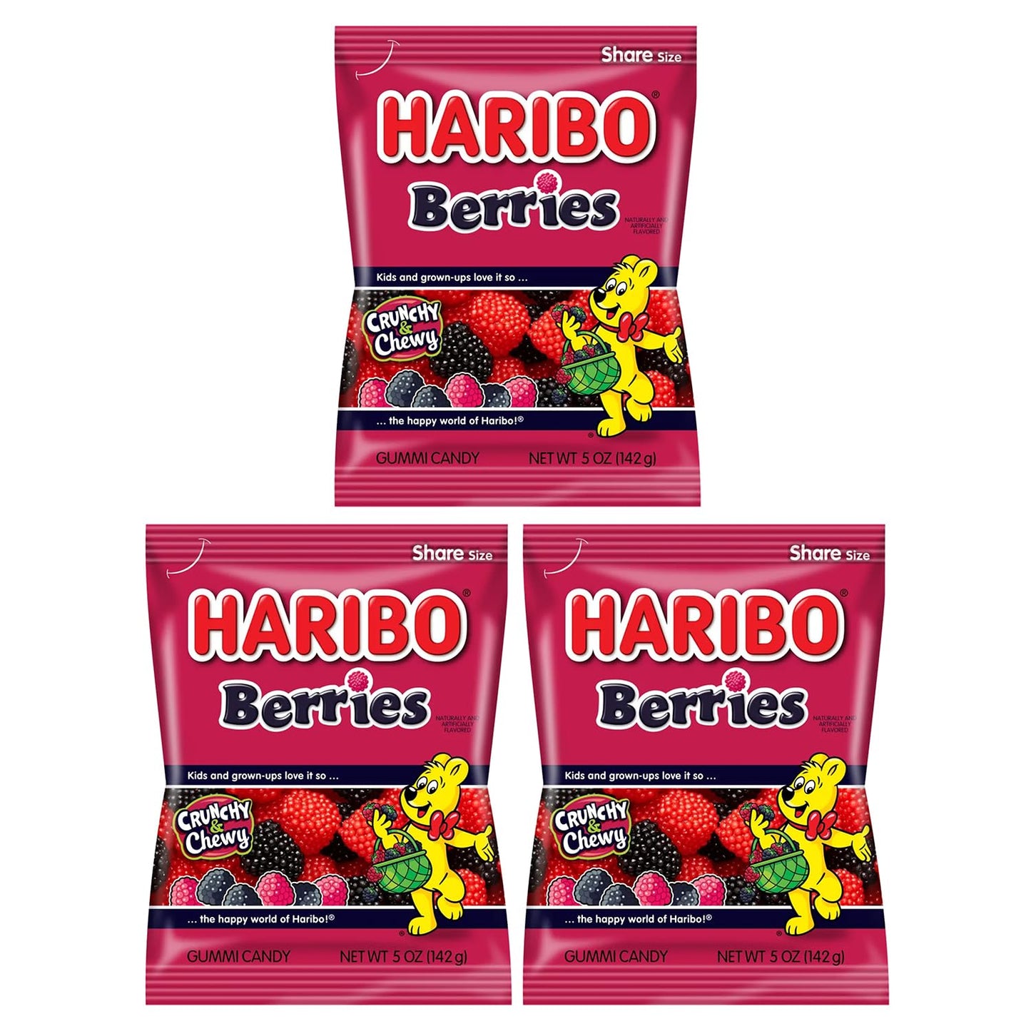 Haribo Berries Gummi Candy | Perfect For Movie Theaters or Parties | Includes Free Candy Retailer Sticker (3 Pack - 5oz)