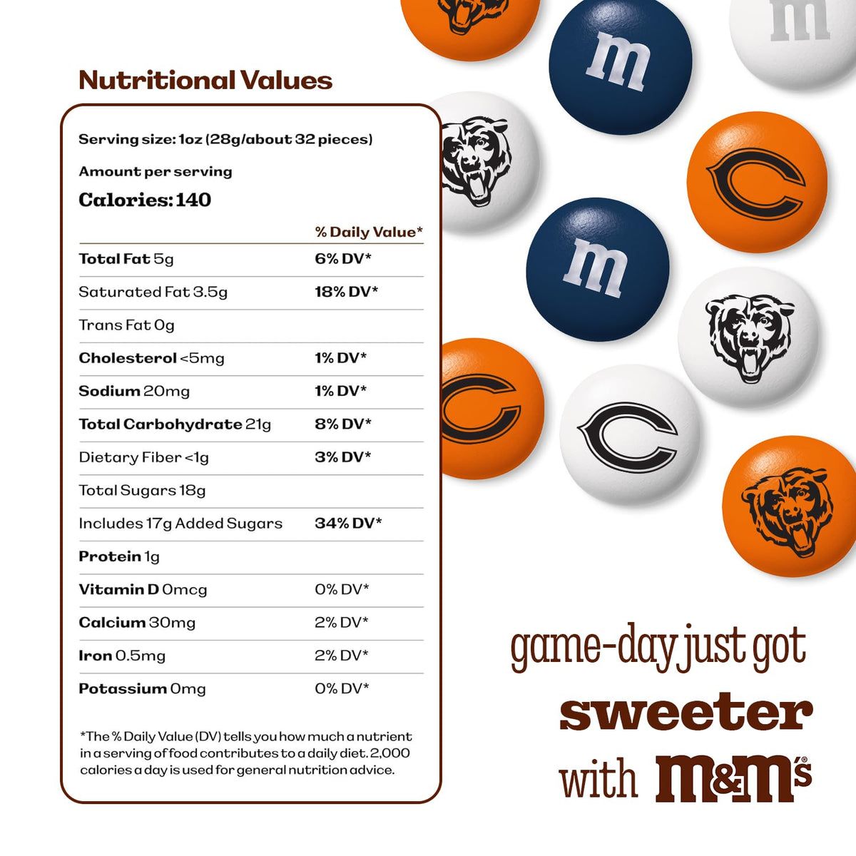 M&M'S NFL Chicago Bears Milk Chocolate Gift Jar, 12.7 oz