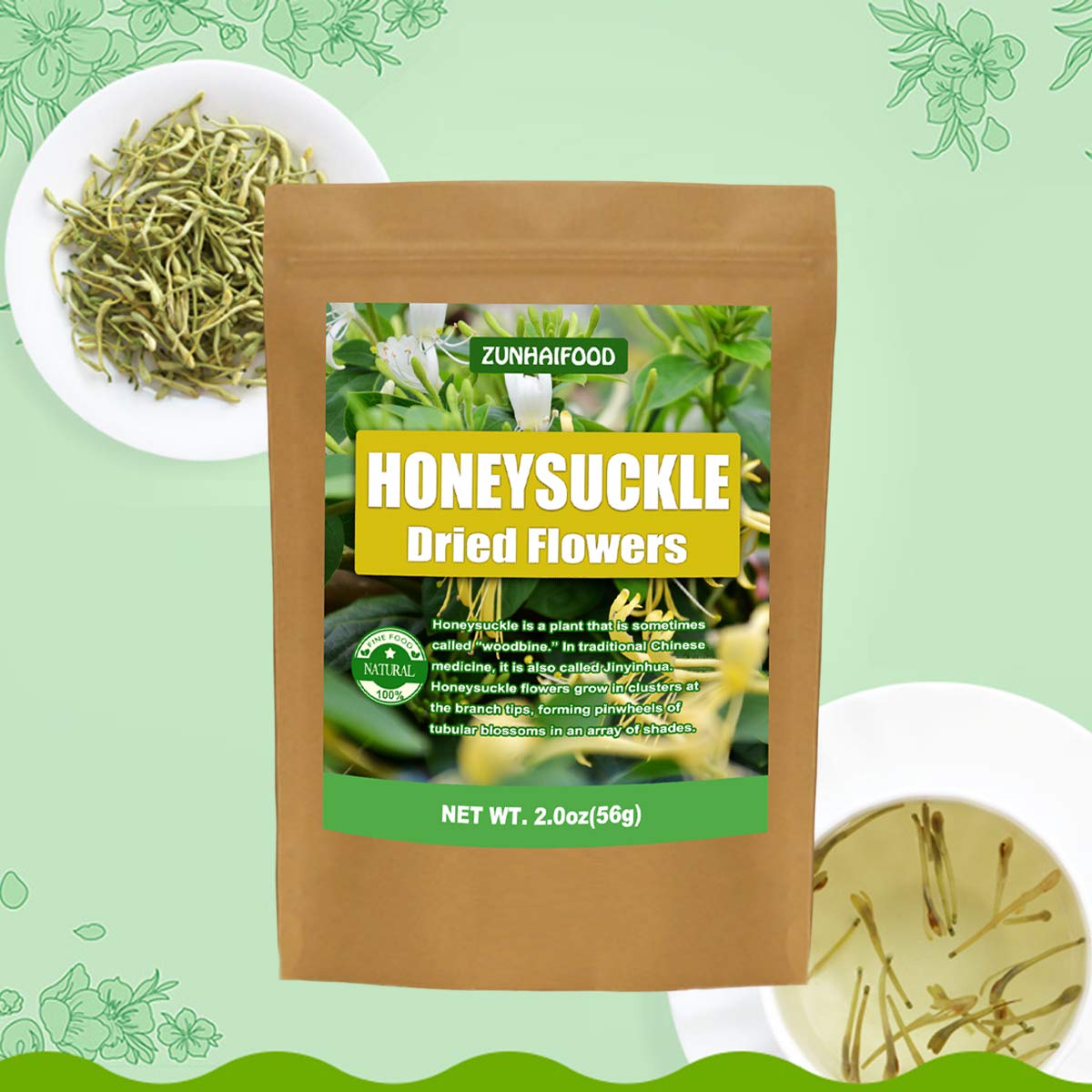 Premium Honeysuckle Flower Tea, 100% Natural Honeysuckle(Lonicera Japonica) Herbs, 2.0oz