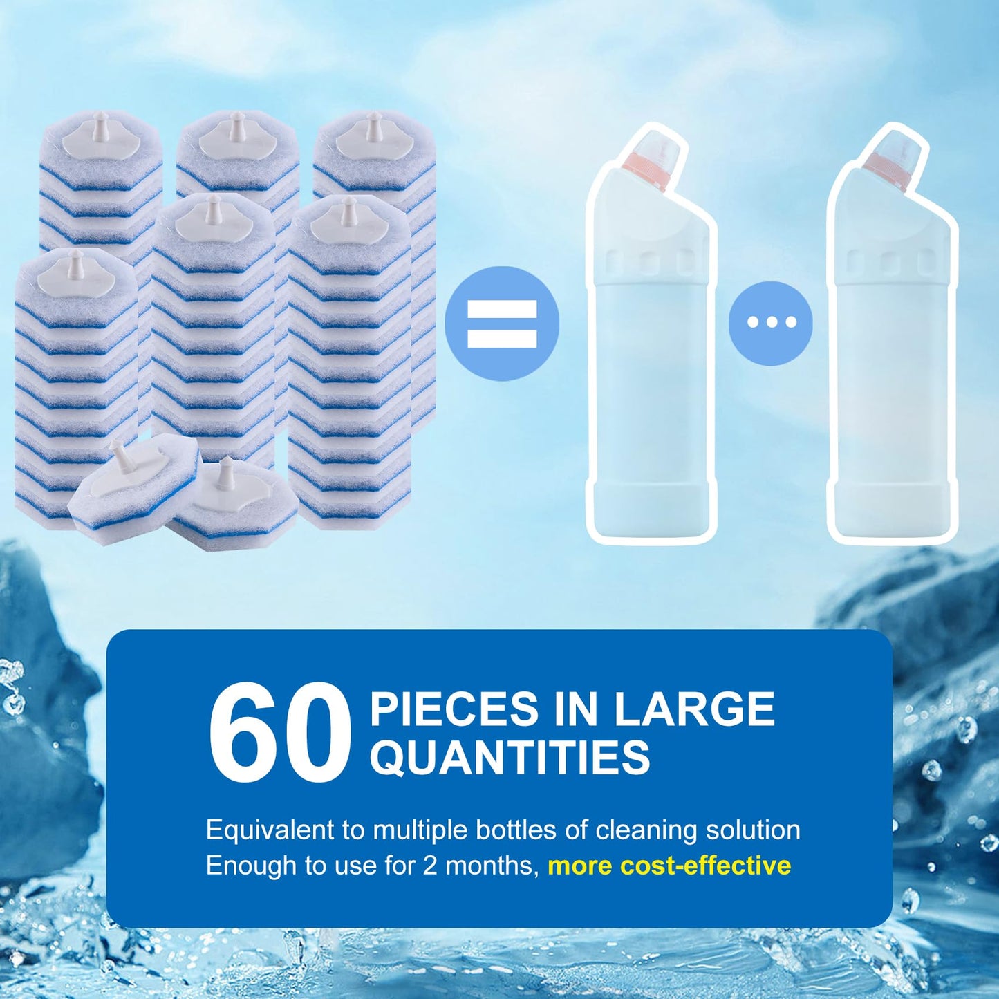 LufamlyGo Upgraded 60pcs Toilet Wand Refills fits Clorox Toilet Wand, Thickened Cleaning Layer, Won’t Fall Apart, Disposable Bathroom Cleaning Scrub