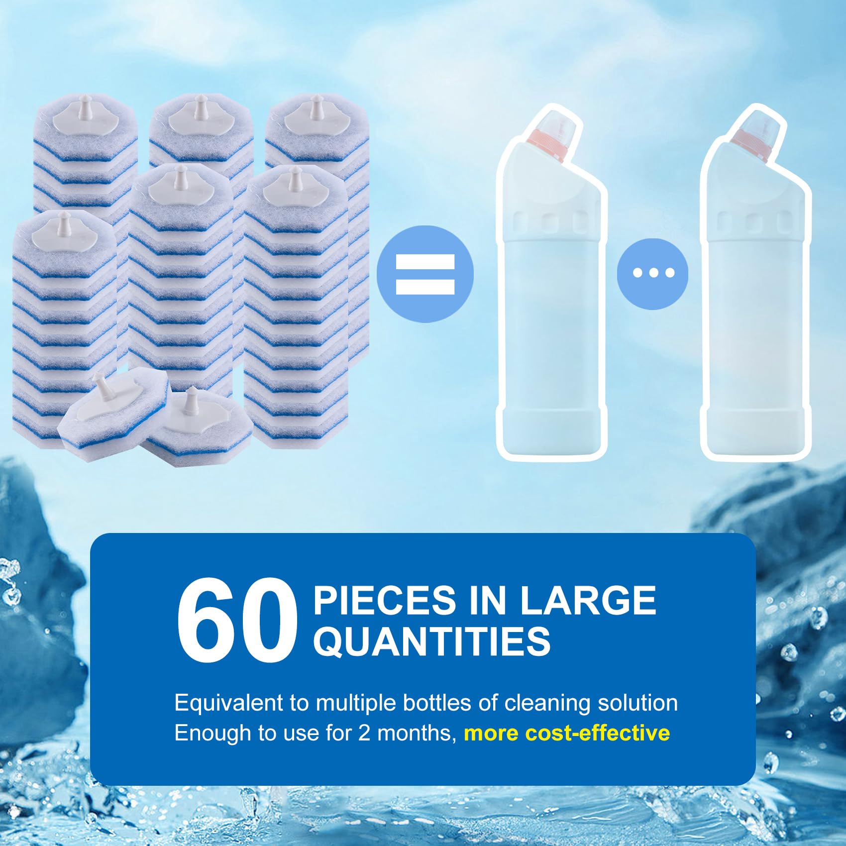 LufamlyGo Upgraded 60pcs Toilet Wand Refills fits Clorox Toilet Wand, Thickened Cleaning Layer, Won’t Fall Apart, Disposable Bathroom Cleaning Scrub