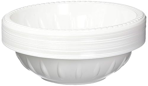 Kingzak Plastic Bowls - 40 oz | White | Pack of 20