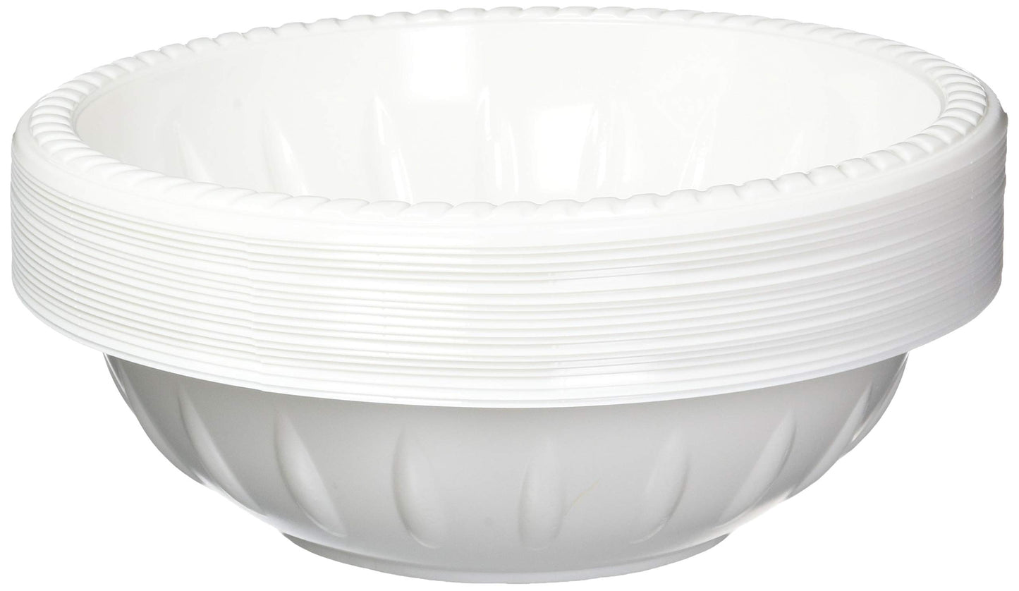 Kingzak Plastic Bowls - 40 oz | White | Pack of 20