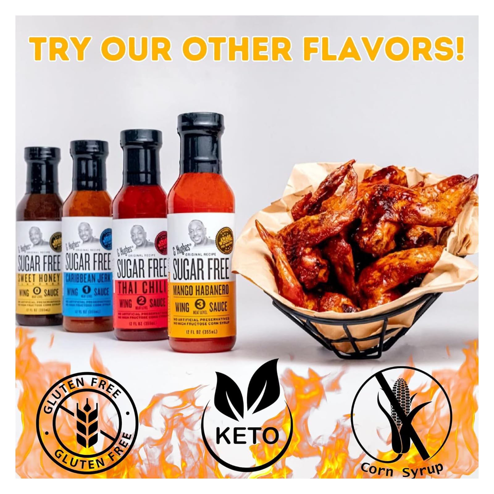 G. Hughes Smokehouse Sugar Free Wing Sauce (12 oz) - Sweet Honey