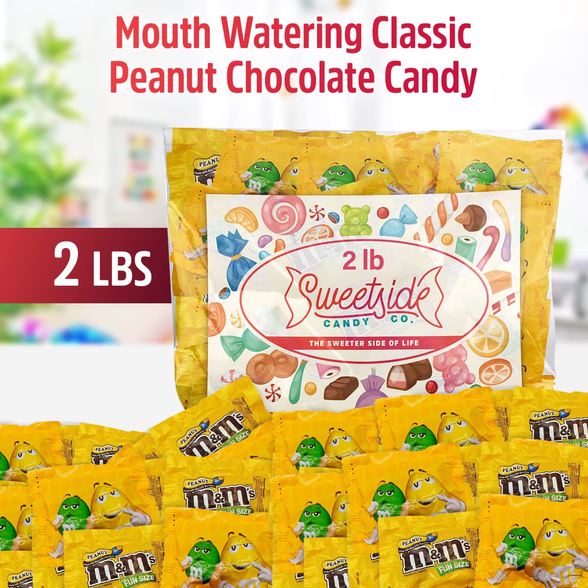 M&M Bulk Candy Bags 2Lbs - Milk Chocolate Peanut Butter Peanuts for Party Bags - Peanut Butter Ideal for Holidays, Parties, Bulk Candy Individually