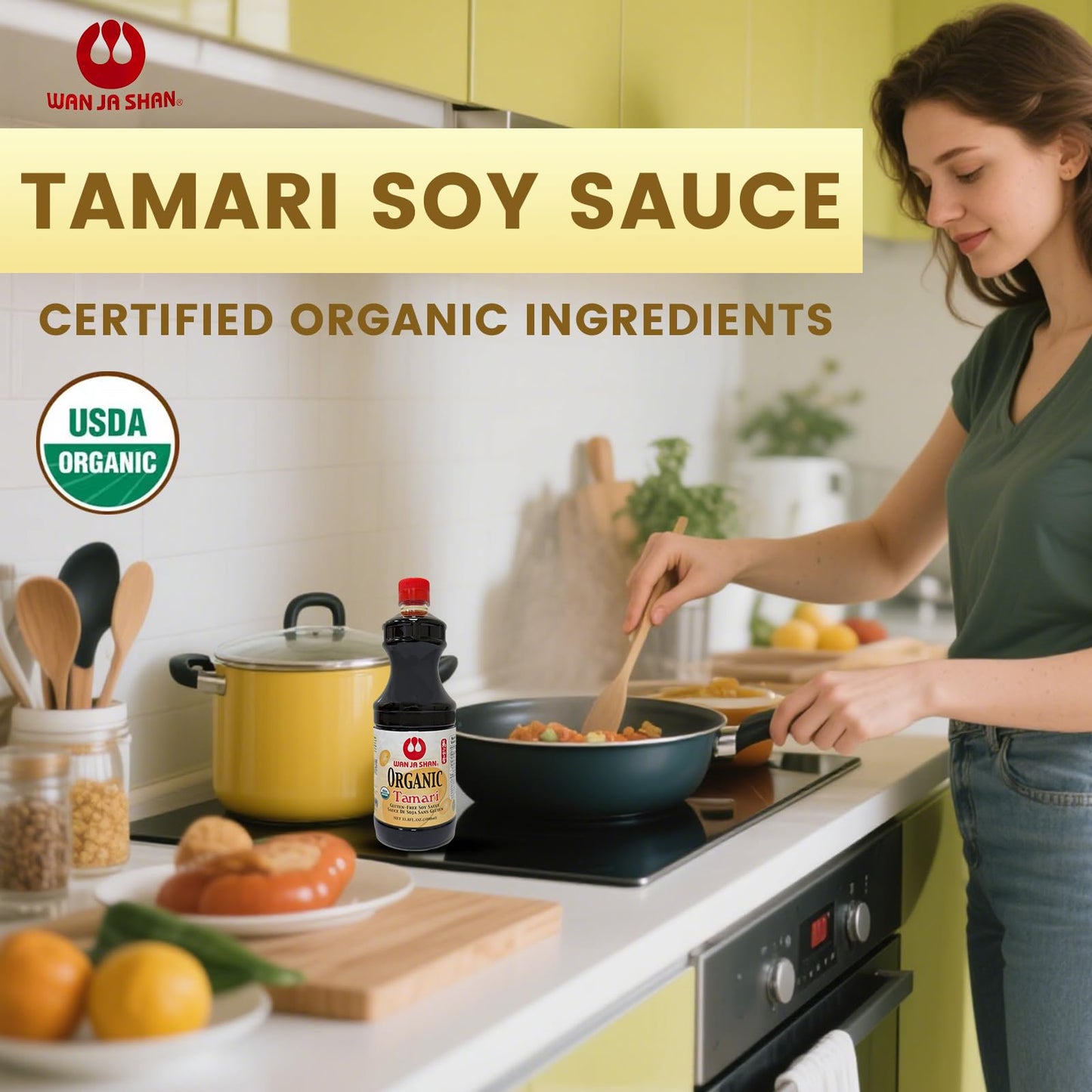 Wan Ja Shan Organic Gluten Free Soy Sauce - Tamari Sauce. 1 Liter (33.8oz) (1 Liter)