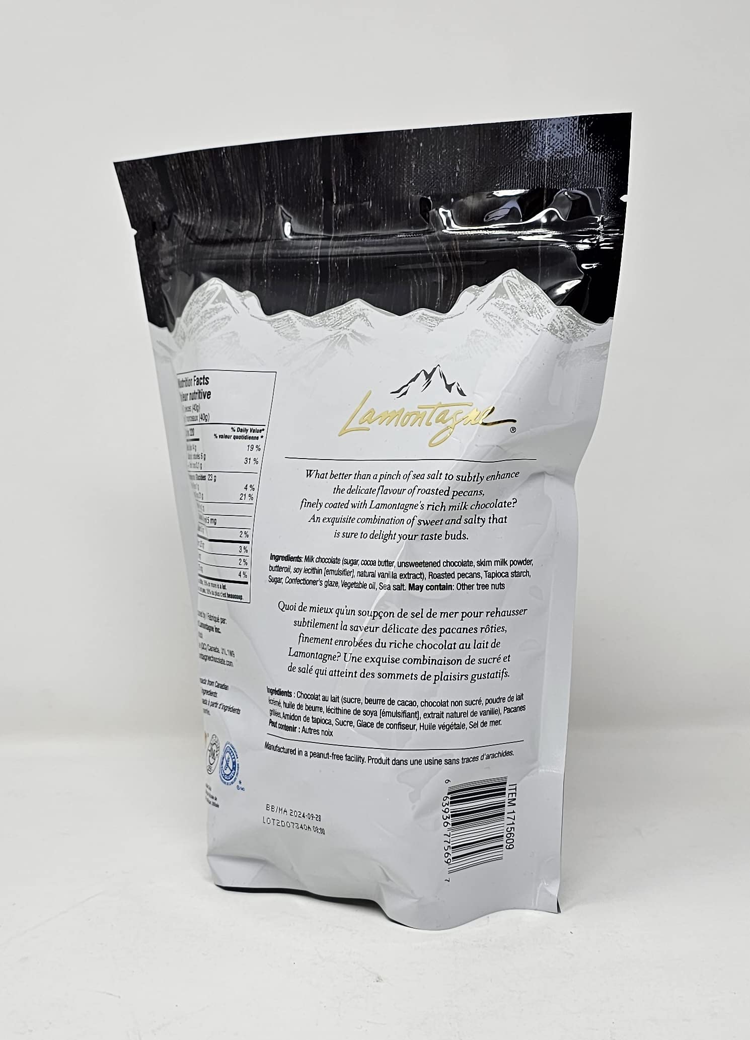 Lamontagne Milk Chocolate Covered Pecans with Sea Salt, An irresistibly Sweet & Salty Snack - 850g