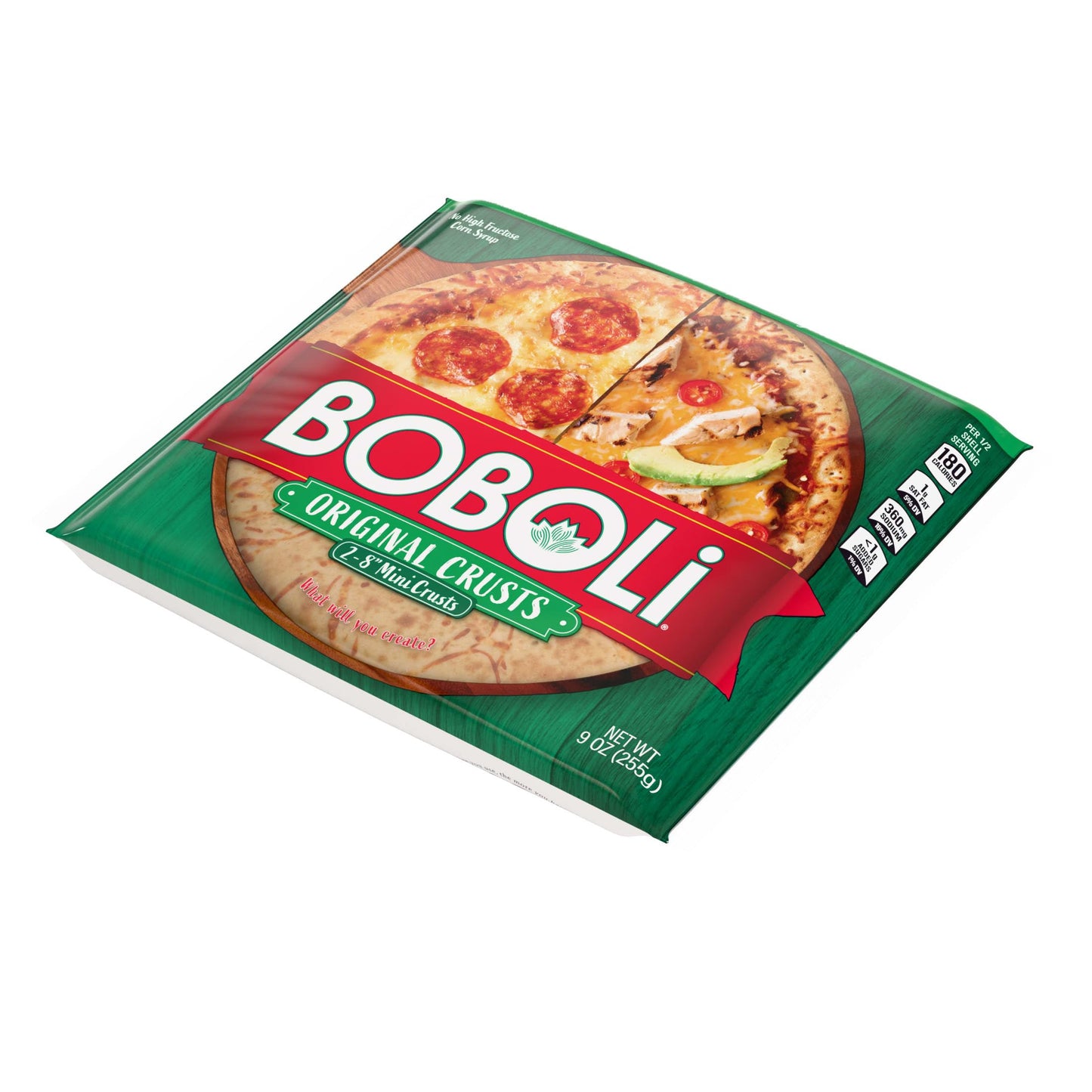 (Twin Pack) Boboli 8" Original Mini Pizza Crusts, 2 individual packs, (4.5 oz each), Ready-made Plain Cooked Pizza Dough, 9 oz Bag