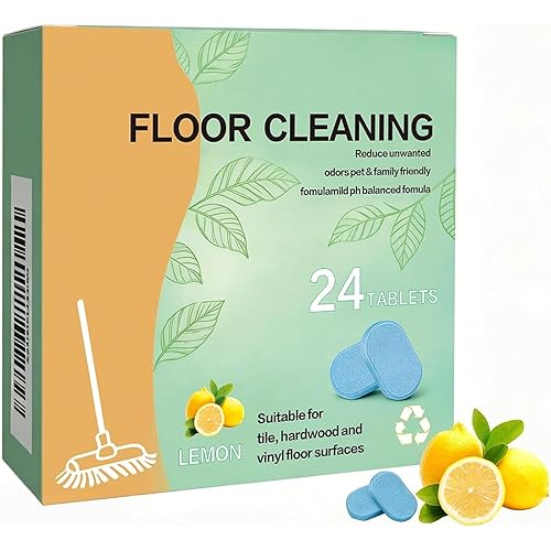 NCCEN Floor Cleaning Tablets, 24 Count, Hard Floor Cleaner Tablets, Lemon Scent, Multi-Surface Effervescent Cleaner for Hardwood, Tile, Vinyl