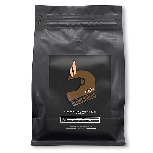 Blend Riders - Midway Blend | Medium Dark Roast Coffee | Whole Coffee Beans | Notes of Brown Sugar, Cocoa, Dried Fruit | Fresh Roasted Beans from