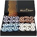 Father's Day Yogurt Pretzel Gift Basket - 4 Flavor Gourmet Pretzel Assortment - Birthday Gift - Thank You, Sympathy, Kosher