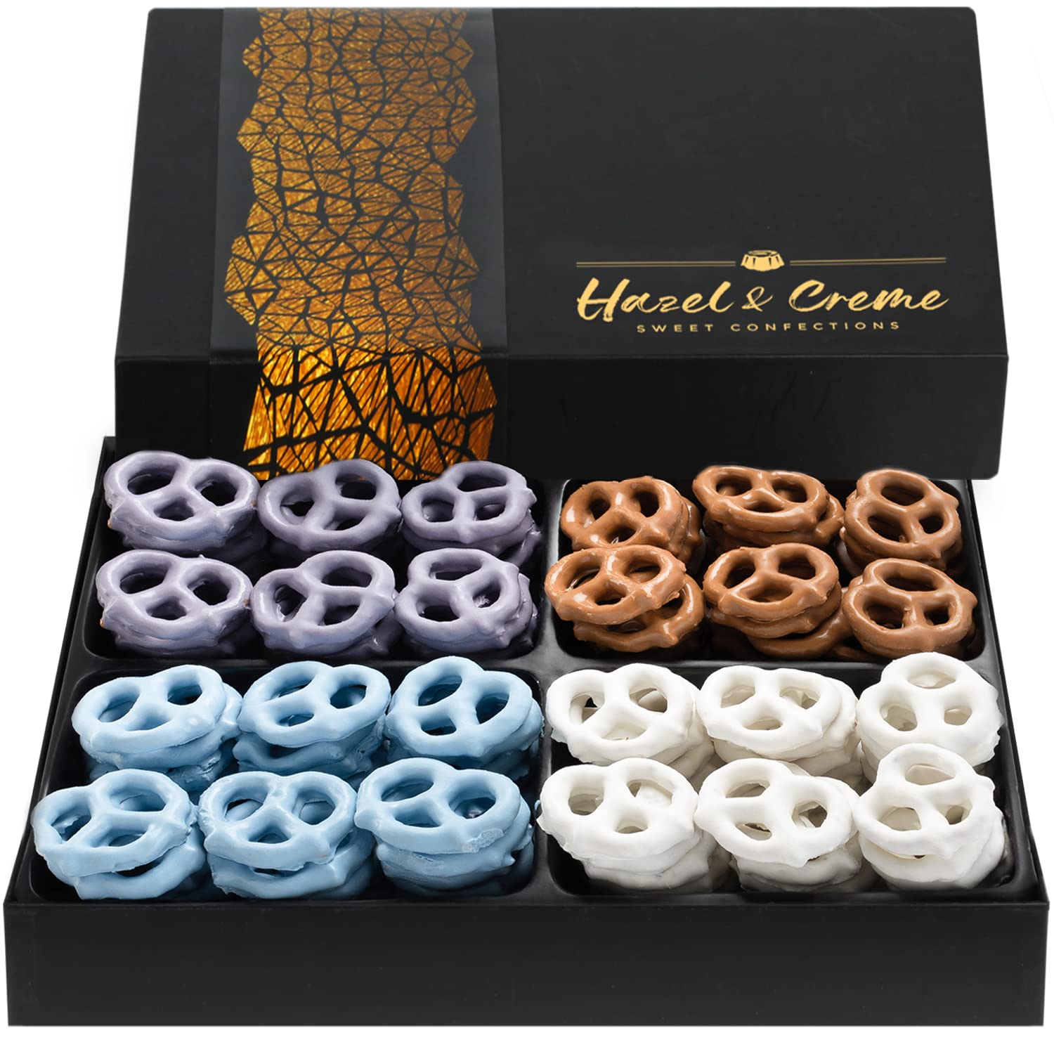 Father's Day Yogurt Pretzel Gift Basket - 4 Flavor Gourmet Pretzel Assortment - Birthday Gift - Thank You, Sympathy, Kosher