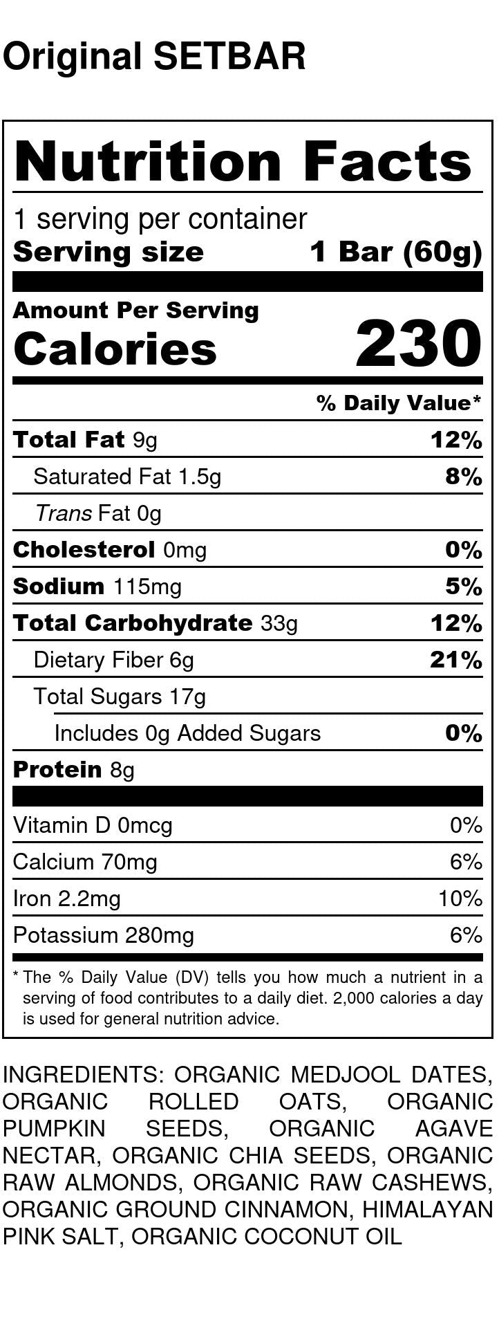 SETBAR Original | Sweet and Salty Cinnamon (12 Bars)