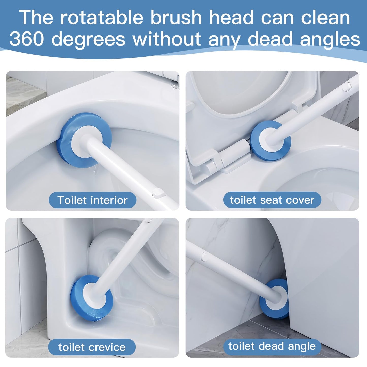 VegStow 64 Count Disposable Toilet Brush Heads (8 Bags of 8), Toilet Bowl Wand Refills for Bathroom Cleaning, Heavy-Duty Scrubbing Pads, Not