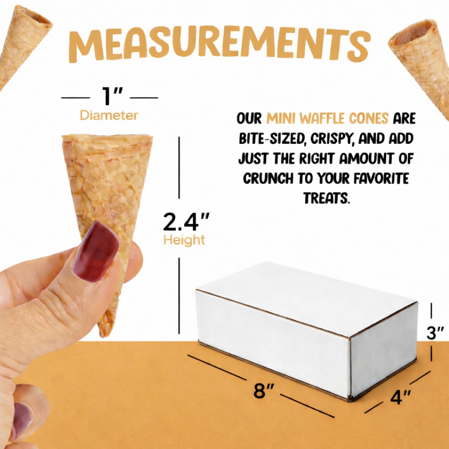 Mini Ice Cream Cones - 21 Mini Waffle Cones - Great For Cake Pops and More - Tiny Waffle Ice Cream Cones - Mini Sugar Cones - Packed For Safe Delivery