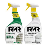 RMR Complete Mold & Mildew Stain Eraser System - No-Scrub Tub & Tile Cleaner + Instant Mold & Mildew Stain Remover Spray, Indoor/Outdoor Bathroom