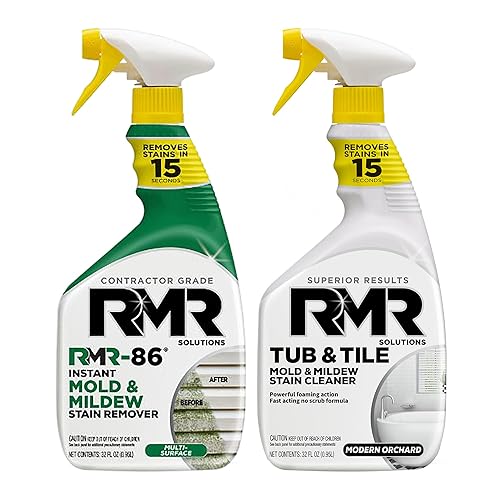 RMR Complete Mold & Mildew Stain Eraser System - No-Scrub Tub & Tile Cleaner + Instant Mold & Mildew Stain Remover Spray, Indoor/Outdoor Bathroom