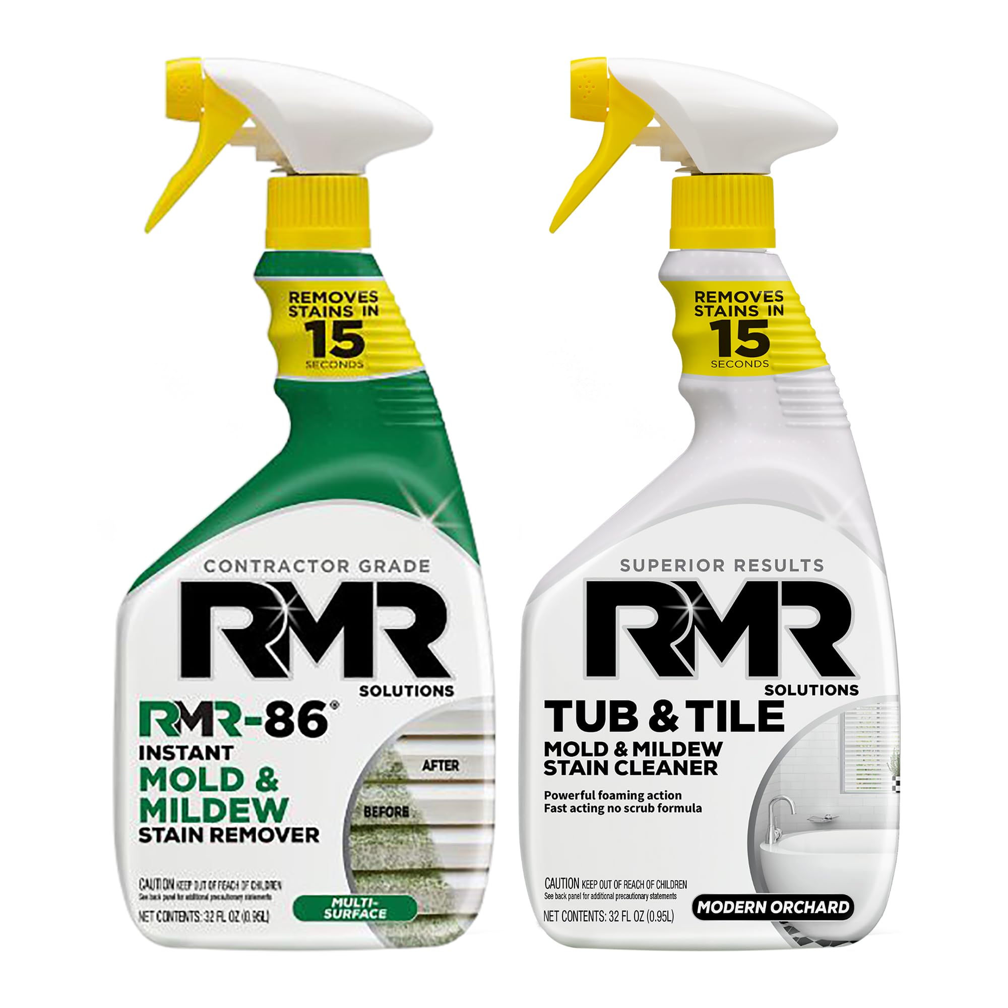 RMR Complete Mold & Mildew Stain Eraser System - No-Scrub Tub & Tile Cleaner + Instant Mold & Mildew Stain Remover Spray, Indoor/Outdoor Bathroom